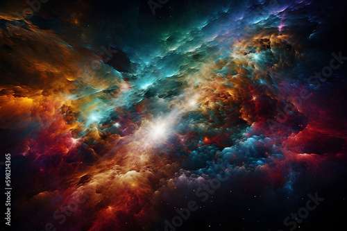Colorful deep space cloud universe image and bright illustration colors - IA Generated
