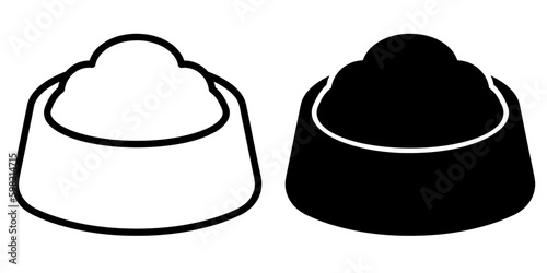 ofvs369 OutlineFilledVectorSign ofvs - dog bowl with food vector icon . pet food sign . isolated transparent . black outline and filled version . AI 10 / EPS 10 / PNG . g11709