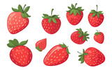 set vector illustration of ripe strawberry isolated on white background Generative AI