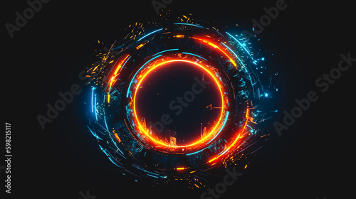 Abstract background with glowing ring, generative AI. Generative AI