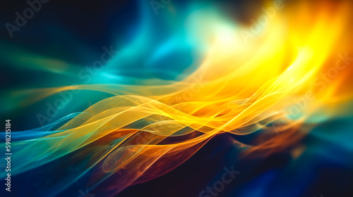 Abstract blurry smooth image of blue and yellow color, generative AI. Generative AI