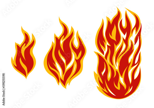 Set cartoon fire flames.