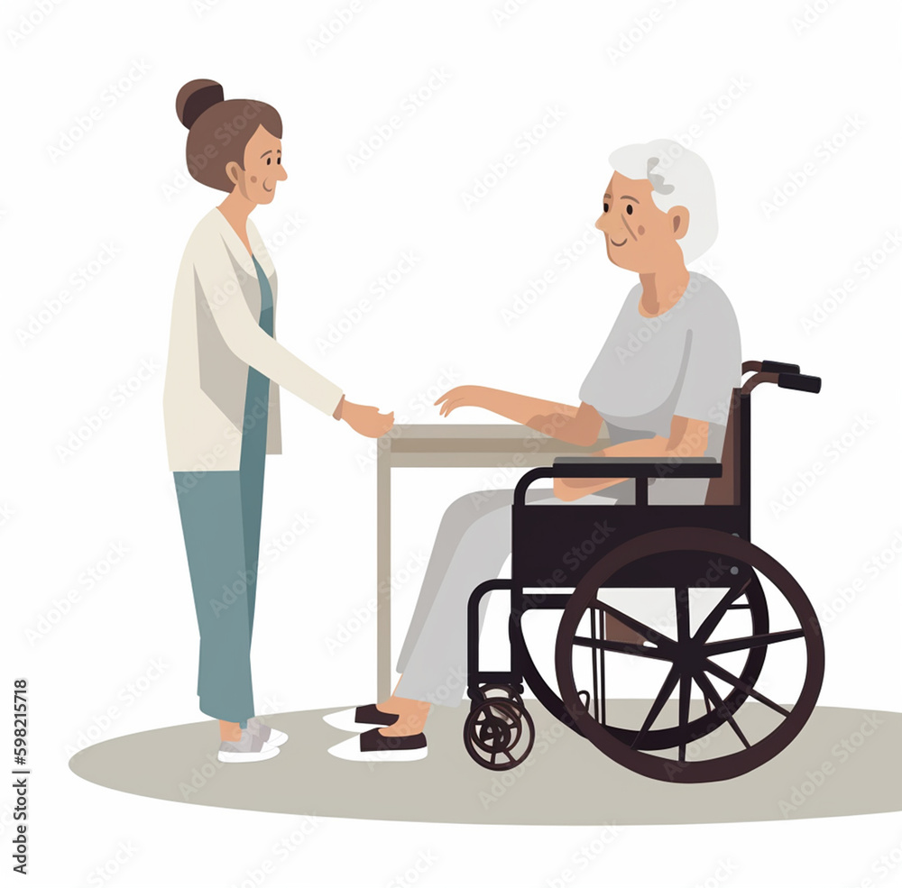 medical workers or volunteer taking care of an elderly person in a wheelchair. the concept of helping the elderly.Generative AI Generative AI medical workers or volunteer taking care of an elderly person in a wheelchair. the concept of helping the elderly.Generative AI Generative AI