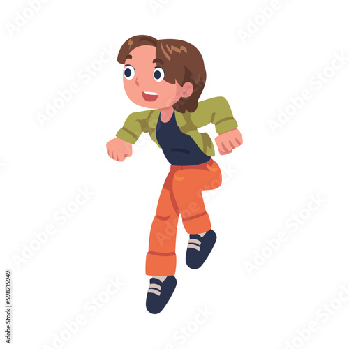 Happy Boy Jumping High with Joy and Excitement Feeling Freedom Vector Illustration