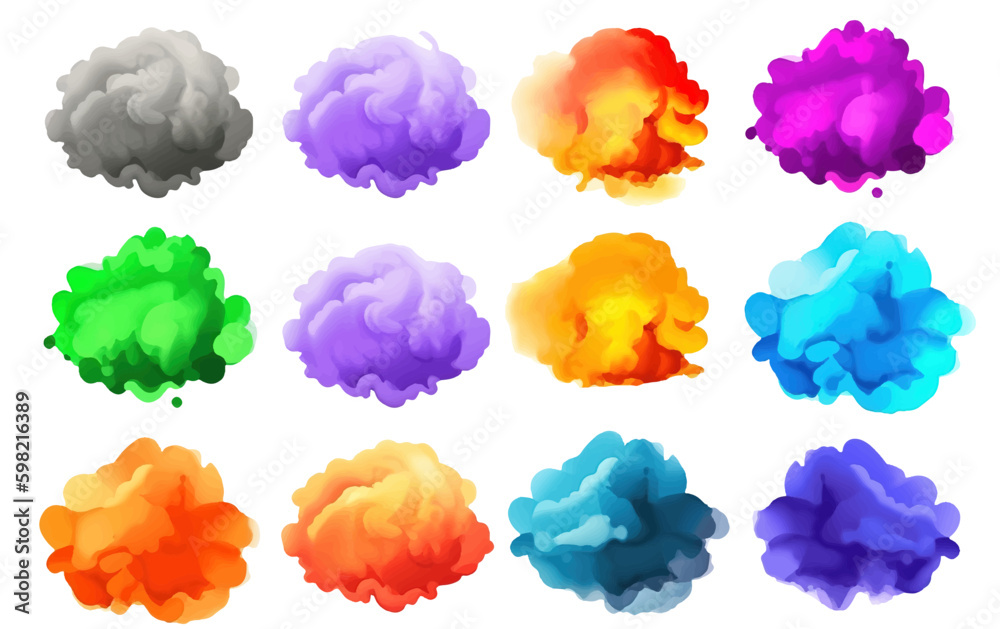set vecor illustration ui multicolored cloud isolated on white background Generative AI