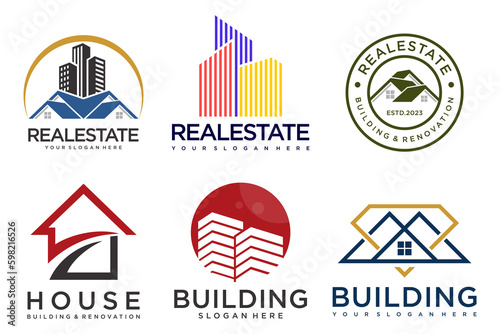 Real Estate Logo, house logo and building logo icon set .design template vector illustration
