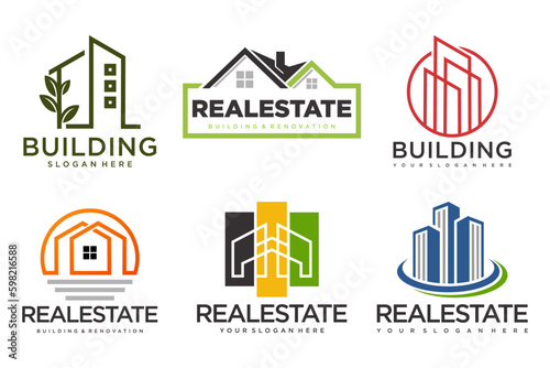 Real Estate Logo, house logo and building logo icon set .design template vector illustration