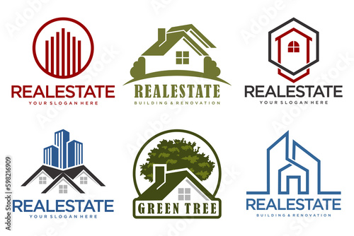 Real Estate Logo, house logo and building logo icon set .design template vector illustration