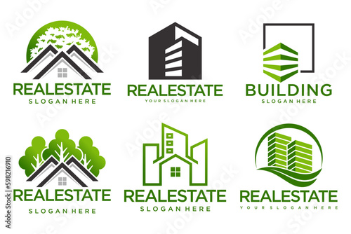 Real Estate Logo, house logo and building logo icon set .design template vector illustration