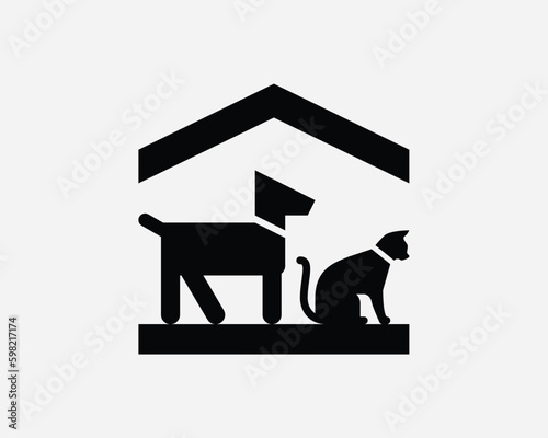 Animal Shelter Icon. Dog Dogs Cat Cats Rescue House Home Safety Symbol. Indoor Pet Boarding Breeding Sign Vector Graphic Illustration Clipart Cricut