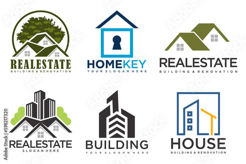 Real Estate Logo, house logo and building logo icon set .design template vector illustration