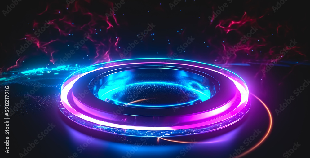 Obraz premium Abstract background with glowing ring, generative AI. Generative AI
