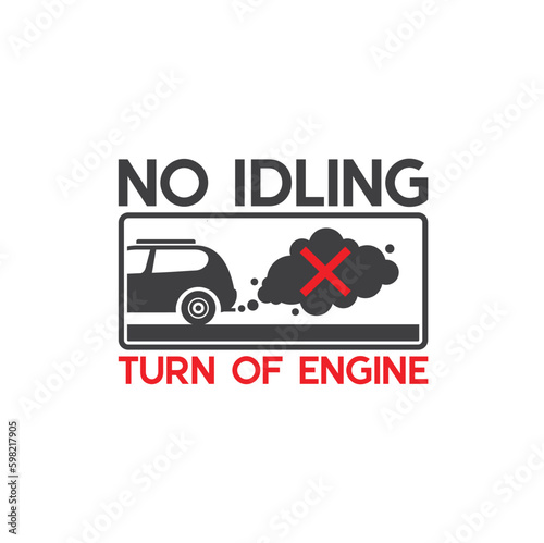 illustration of no idling, no idling sign, vector art.