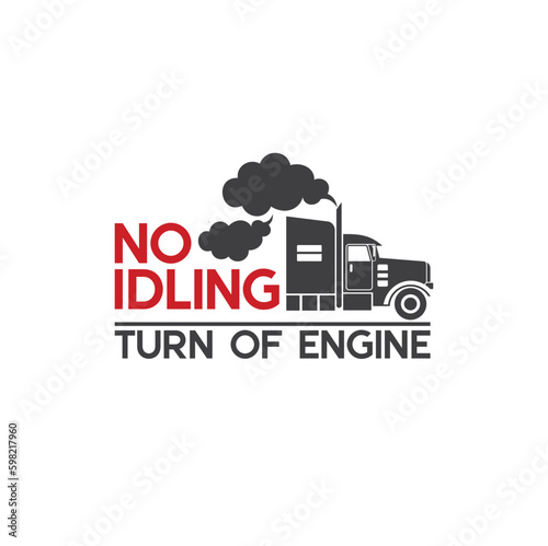 illustration of no idling, no idling sign, vector art.