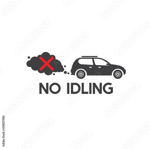 illustration of no idling, no idling sign, vector art.