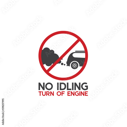 illustration of no idling, no idling sign, vector art.