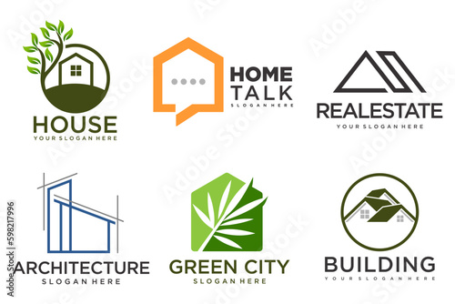 Real Estate Logo, house logo and building logo icon set .design template vector illustration