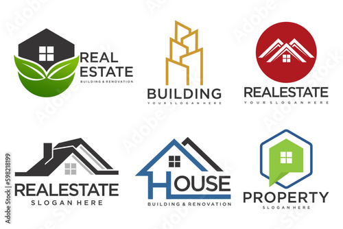 Real Estate Logo, house logo and building logo icon set .design template vector illustration