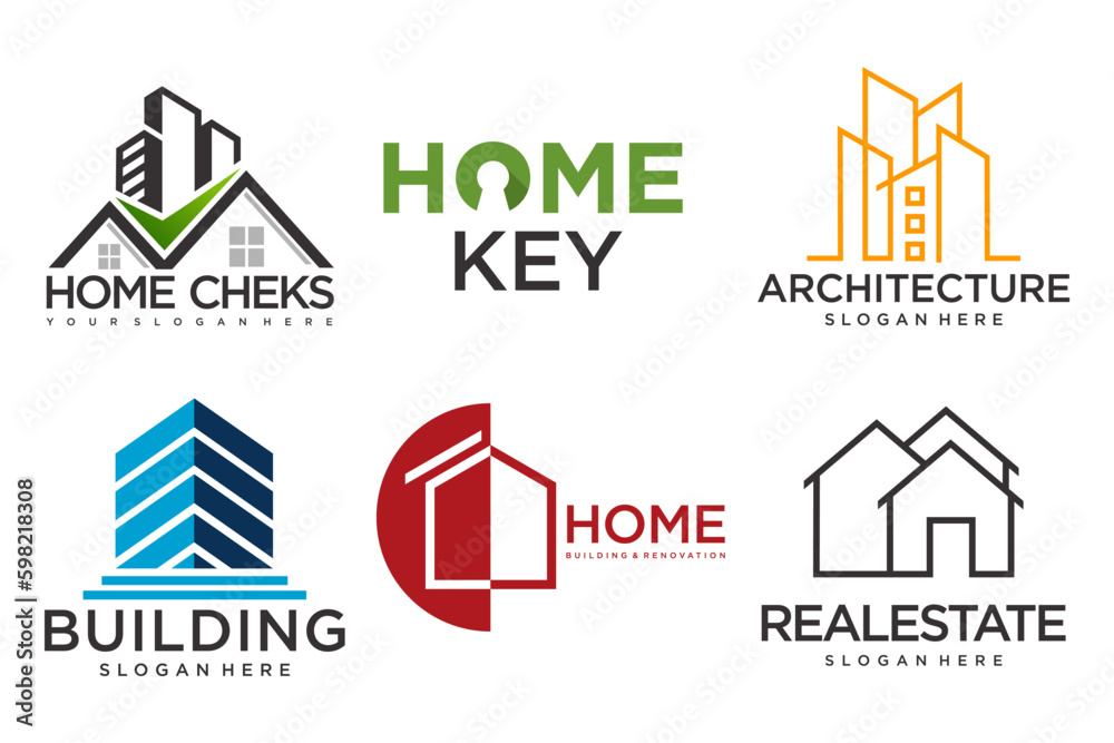 Real Estate Logo, house logo and building logo icon set .design template vector illustration Real Estate Logo, house logo and building logo icon set .design template vector illustration