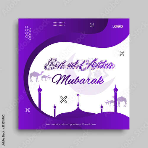 vector creative modern Eid post design template with camel and moon