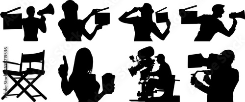"Vector Illustrations of Movie Directors and Cinema Icons: Add Personality to Your Designs"
"Silhouette Set of Famous Movie Directors and Cinema Icons: Great for Film and Entertainment Designs"
