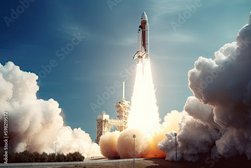 Rocket launch. Elements of this image furnished by NASA