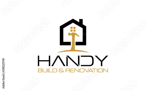 Illustration vector graphic of construction, home repair, and Building renovation concept logo design template.