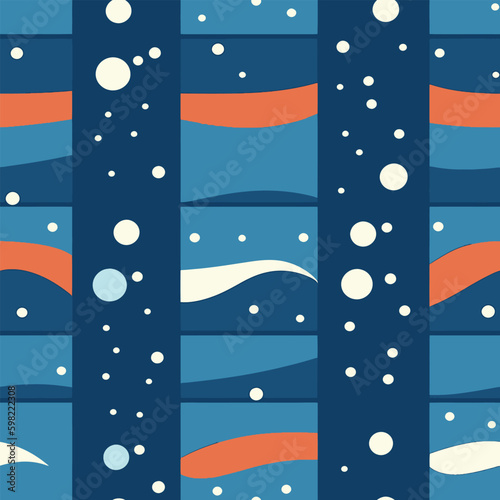 Aquatic Symphony: A Seamless Blue Background of Flowing Seas and Starry Skies

