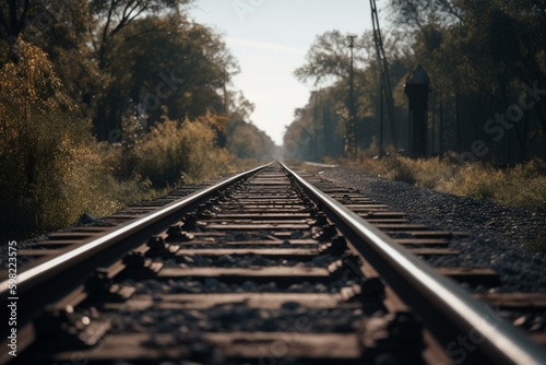 Image of railroad tracks created digitally. Generative AI