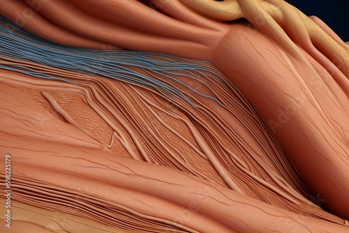 3D depiction of internal oblique muscle structure for medical purposes. Generative AI photo