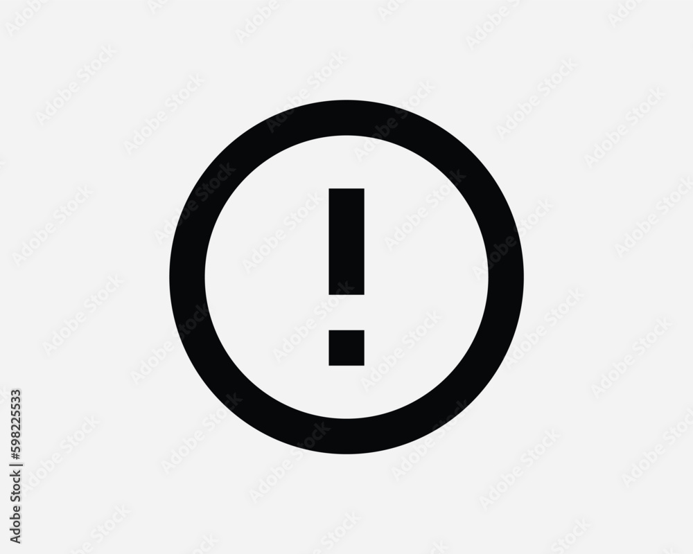 Round Error Icon. Notice Warning Problem Exclamation Point Symbol. Attention Critical Issue Sign. Black and White Vector Graphic Illustration Clipart Round Error Icon. Notice Warning Problem Exclamation Point Symbol. Attention Critical Issue Sign. Black and White Vector Graphic Illustration Clipart