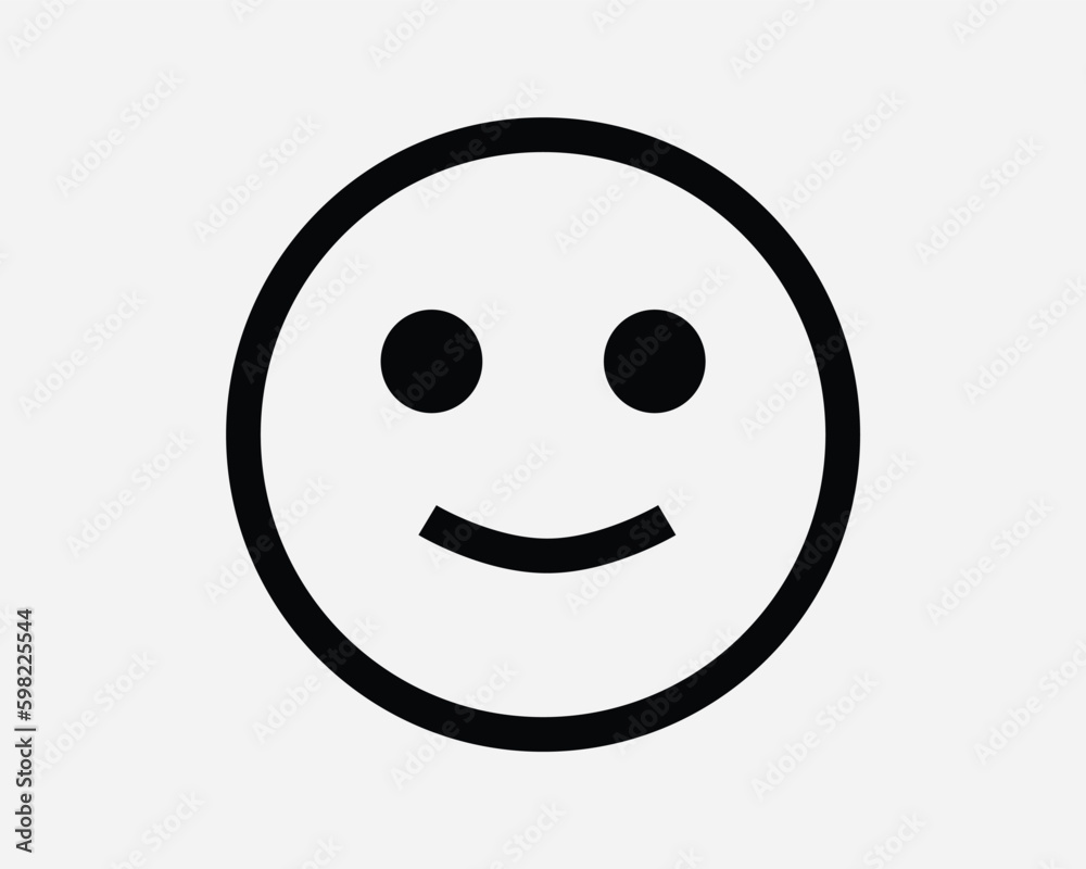 Smiley Face Line Icon. Smile Happy Joy Satisfied Emoji Symbol. Positive Delight Fun Emoticon Sign. Vector Graphic Illustration Clipart Cricut Cutout