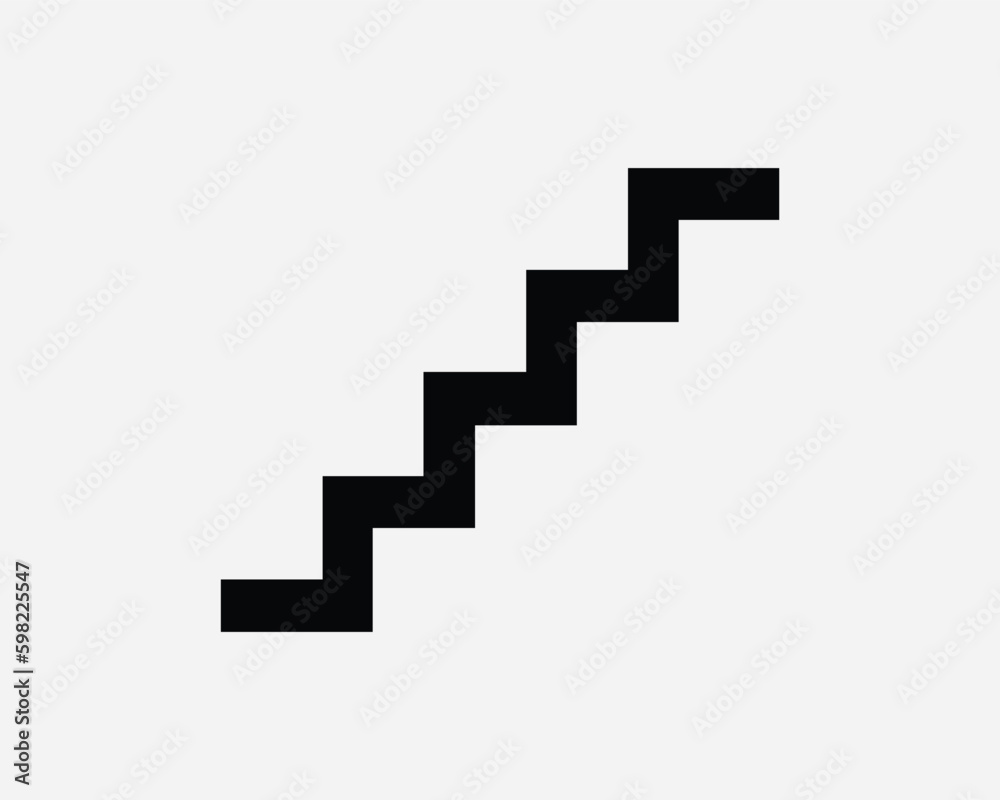 Stairs Icon Sign Symbol. Staircase Step Ladder Stairway Stairwell Climb Up Down Accend Decend Walkway Path Artwork Graphic Illustration Clipart Vector Stairs Icon Sign Symbol. Staircase Step Ladder Stairway Stairwell Climb Up Down Accend Decend Walkway Path Artwork Graphic Illustration Clipart Vector
