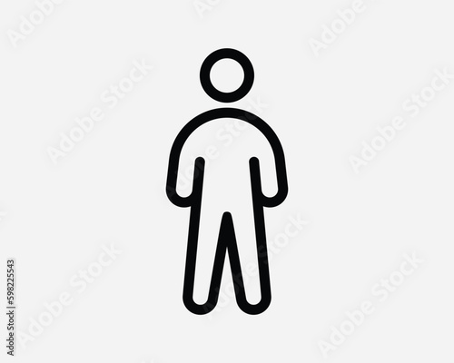 Stick Figure Line Icon. Man Person Stand Standing Linear Symbol. Sickman Boy Profile Character Avatar User Sign Vector Graphic Illustration Clipart