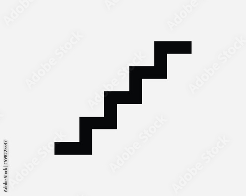 Stairs Icon Sign Symbol. Staircase Step Ladder Stairway Stairwell Climb Up Down Accend Decend Walkway Path Artwork Graphic Illustration Clipart Vector