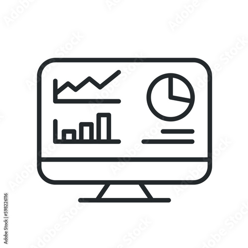 Dashboard admin line icon. Simple outline style. User panel template, data analysis, agency, graph, business linear sign. Vector illustration isolated on white background. EPS 10