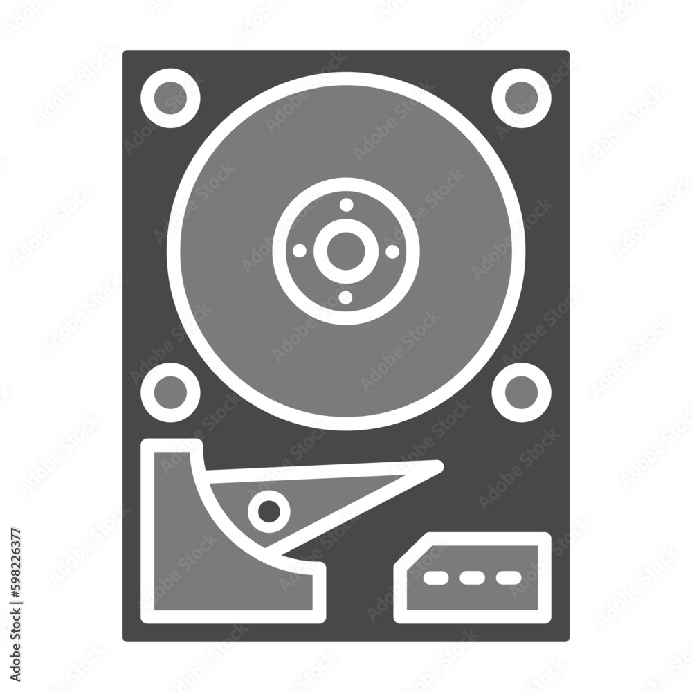 Hard Disk Greyscale Glyph Icon Hard Disk Greyscale Glyph Icon