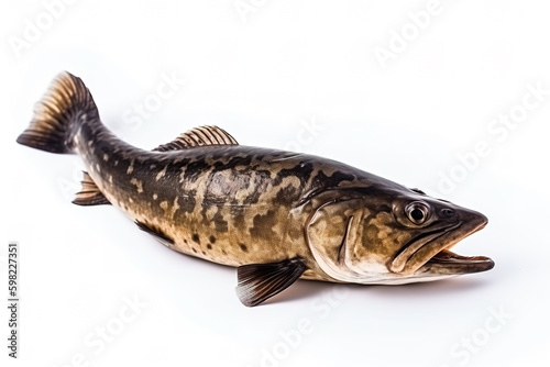 Image of giant snakehead fish on a white background. Underwater animals. Fishs. Illustration. Generative AI.
