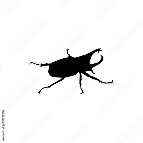 Silhouette of the Horn Beetle or Oryctes Rhinocerus, Dynastinae, can use for Art Illustration, Logo, Pictogram, Website, Apps or Graphic Design Element. Vector Illustration © Berkah Visual