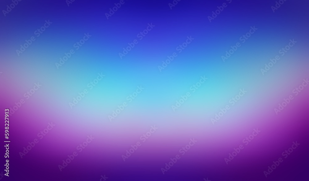 Purple azure blue gradient soft empty background. Iridescent defocus symmetrical backdrop.