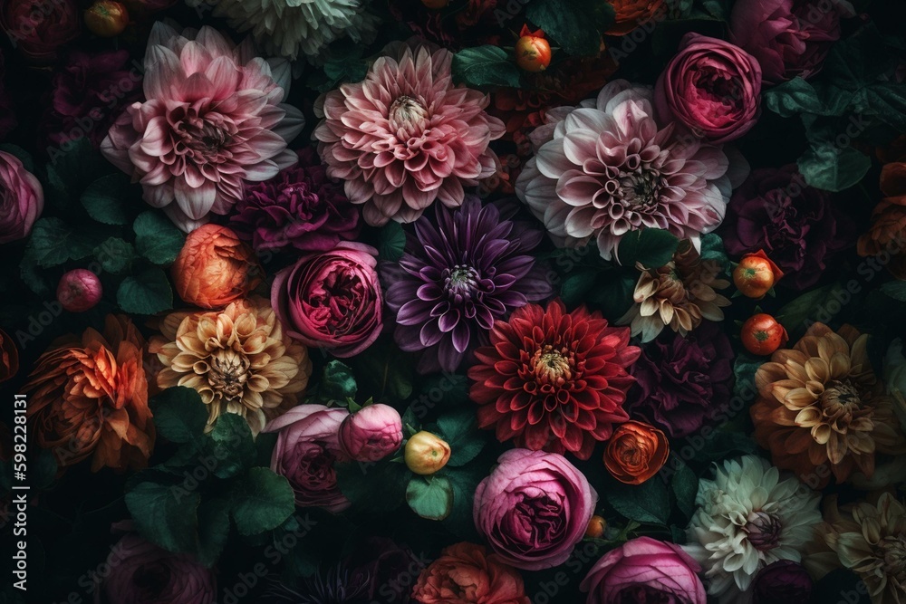 Flower background created by repeating patterns. Generative AI