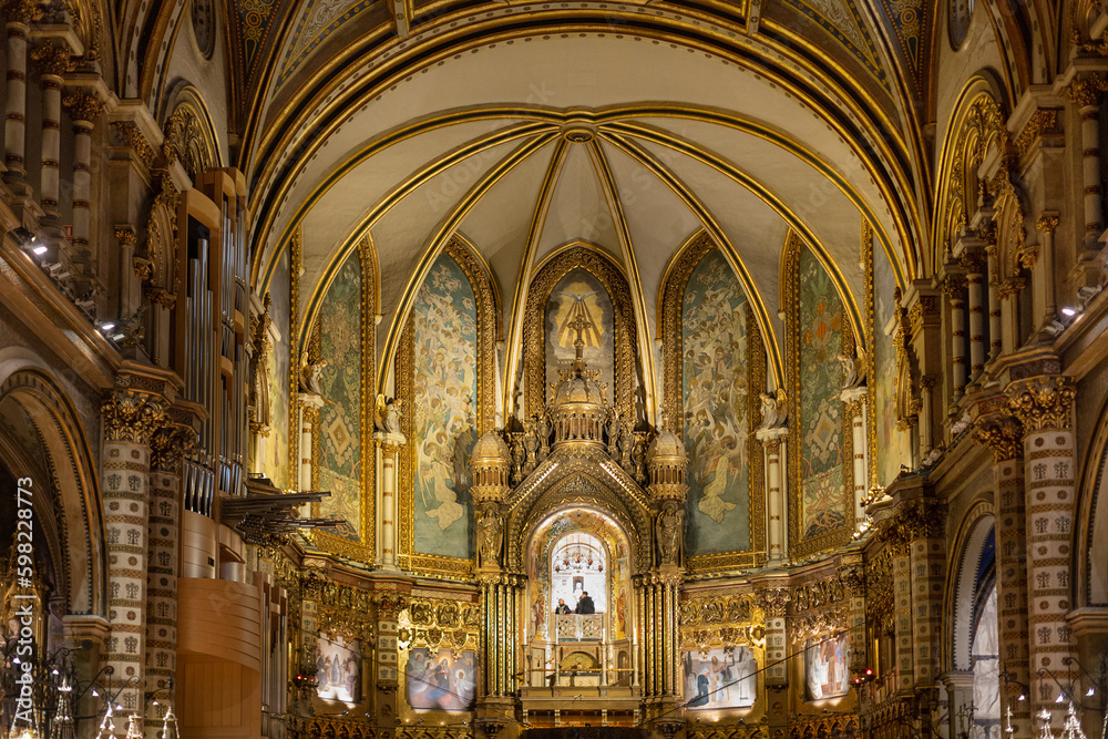 Interior view of the spectacular Benedictine monastery of Holy Mary of Montserrat