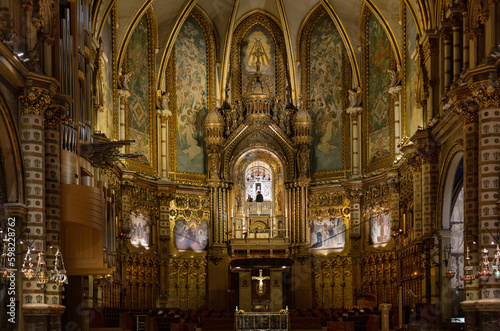 Interior view of the spectacular Benedictine monastery of Holy Mary of Montserrat