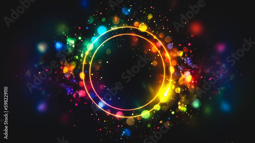 Abstract background with glowing ring, generative AI. Generative AI