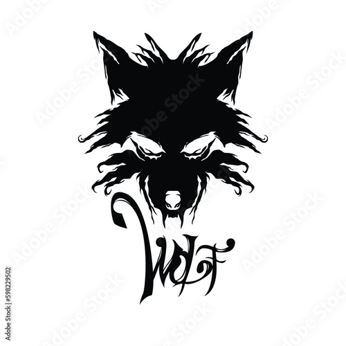 dire wolf head vector illustration