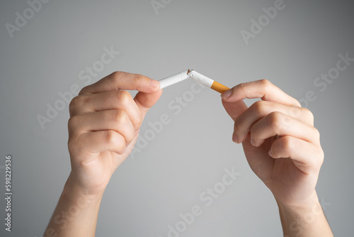 Stop smoking cigarettes concept. Quit bad habit, health care concept. No smoking.