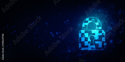 2d illustration Safety concept: Closed Padlock on digital background
