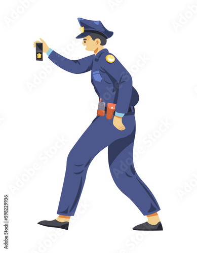 Detective or officer, policeman showing badge
