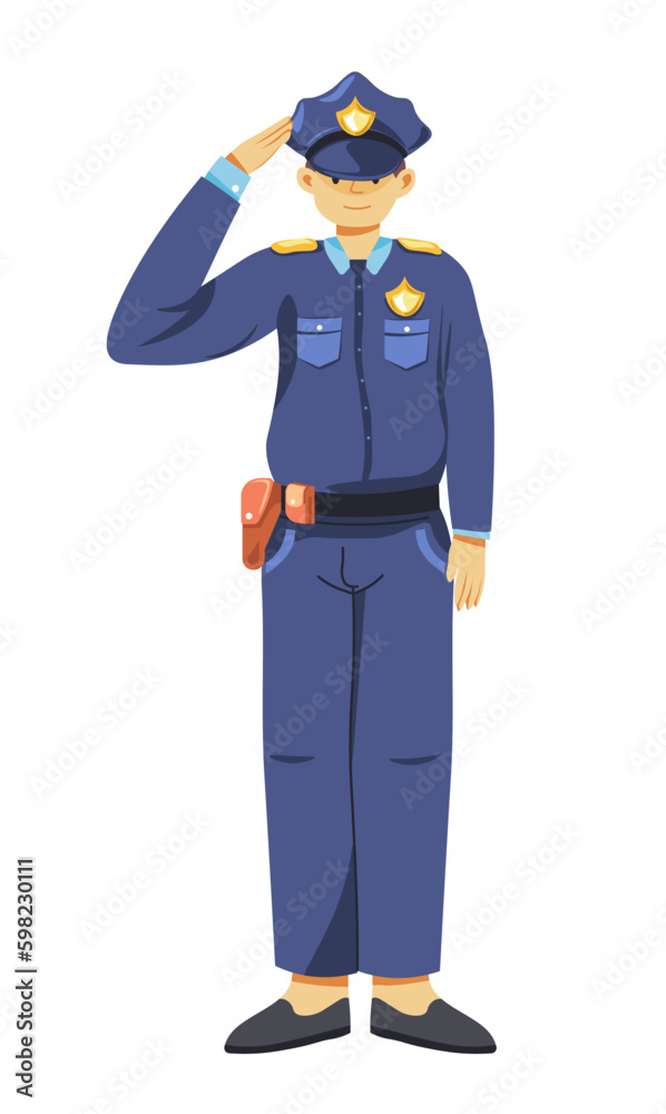 Detective saluting with hand gesture, policeman