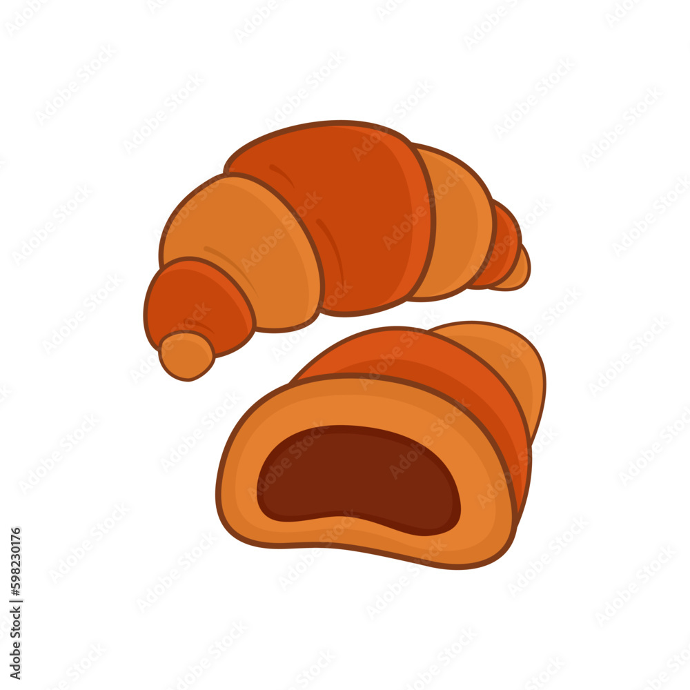 flat illustration Croissant Bread Pastry from France flat illustration Croissant Bread Pastry from France